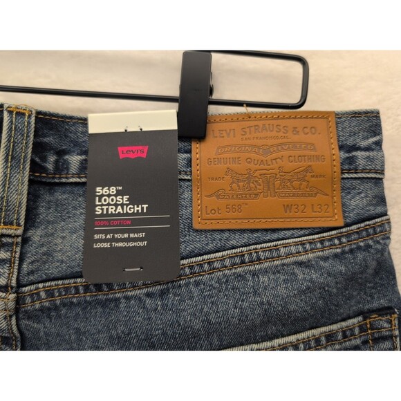Levi's Premium Lot 568 Loose Straight Medium Wash Jeans Men's 32 X32 NWT - Picture 14 of 15